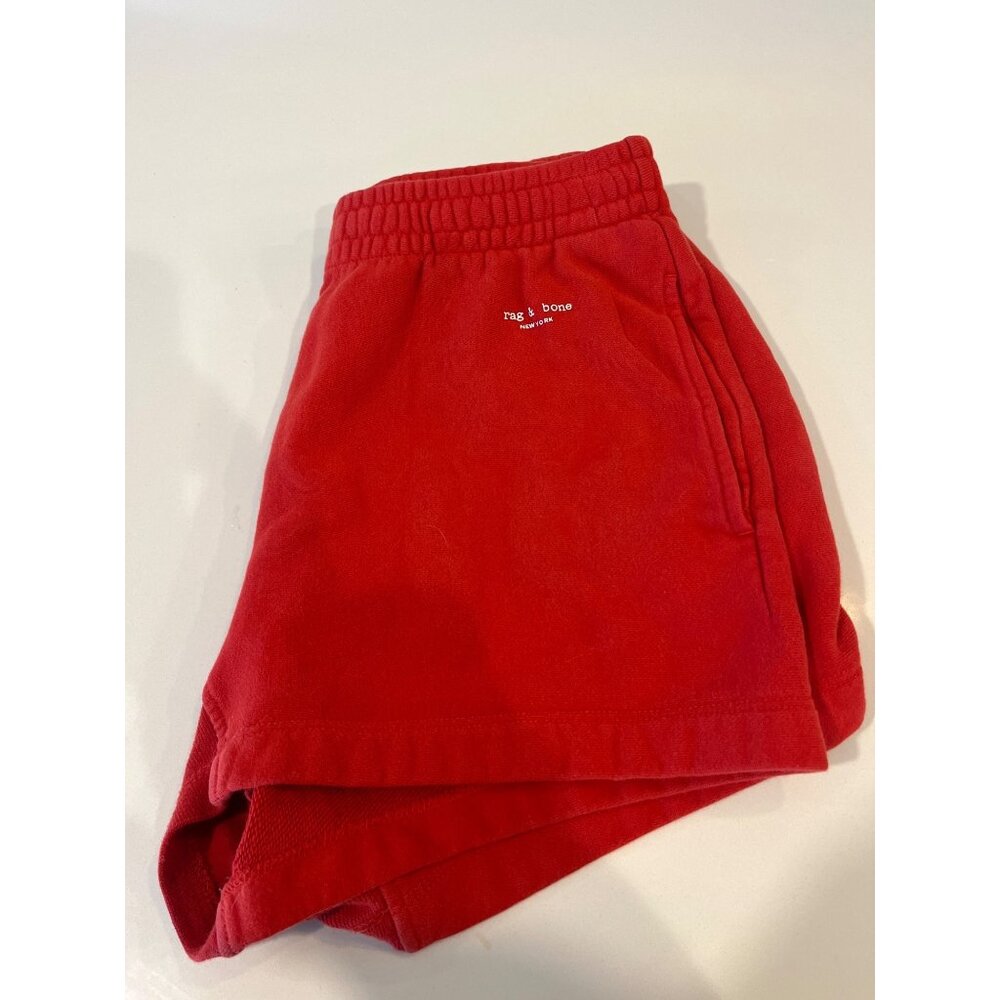 Rag & Bone Womens Red Cotton Shorts With Elastic Waistband & Logo Detail - Picture 5 of 5